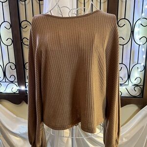 SHEIN Tan Ribbed Knit Top